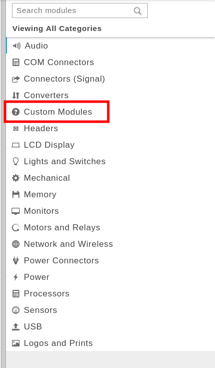 Custom Modules Category in the Geppetto Library