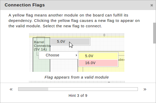 Geppetto Help Window Showing Requirement Flags